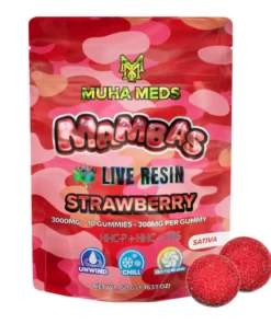 Muha Meds – 3000mg Live Resin THC Gummies – Strawberry